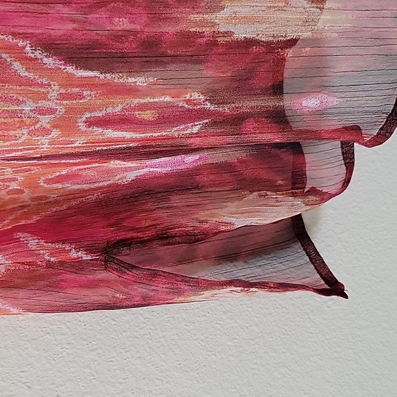 Chico's Sheer Ikat Print Tunic Blouse Sequin Beaded Neckline Size Large - Picture 4 of 9